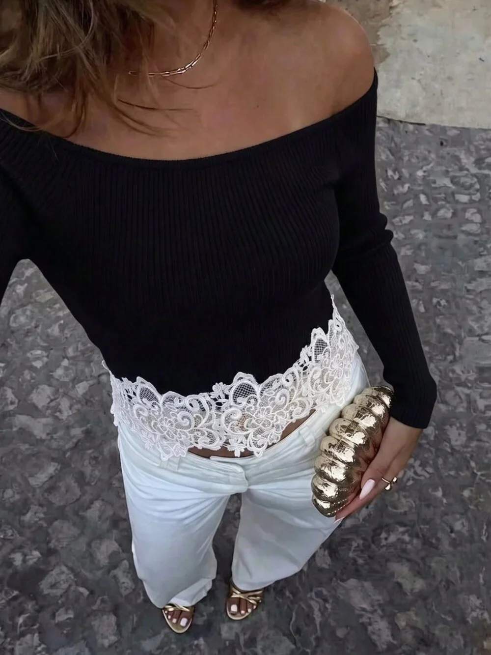 Black Casual Women's Long Sleeve Pullover Crop Top